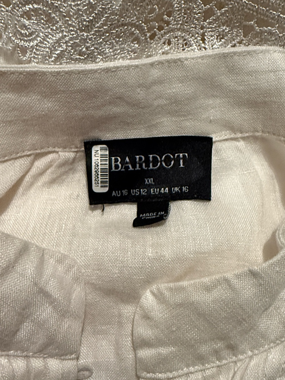 Bardot Antonia Lace Trim Linen Mini Dress XXL - Picture 11 of 13
